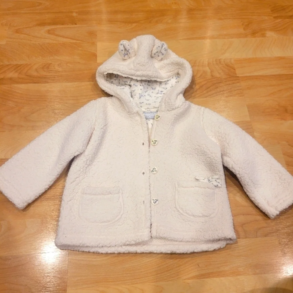 Babaluno sherpa hooded baby winter coat size 9-12 months
